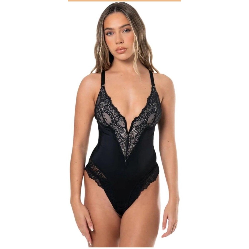 Heyshape Bodysuit Women V-Neck Lace Backless Thong Body Shaper Tummy Control XL